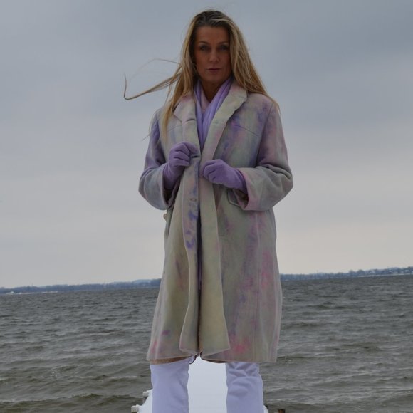 Cashmere pea Coat navy pink white ivory purple blue 10 12 14 16 Large plus - Picture 5 of 14